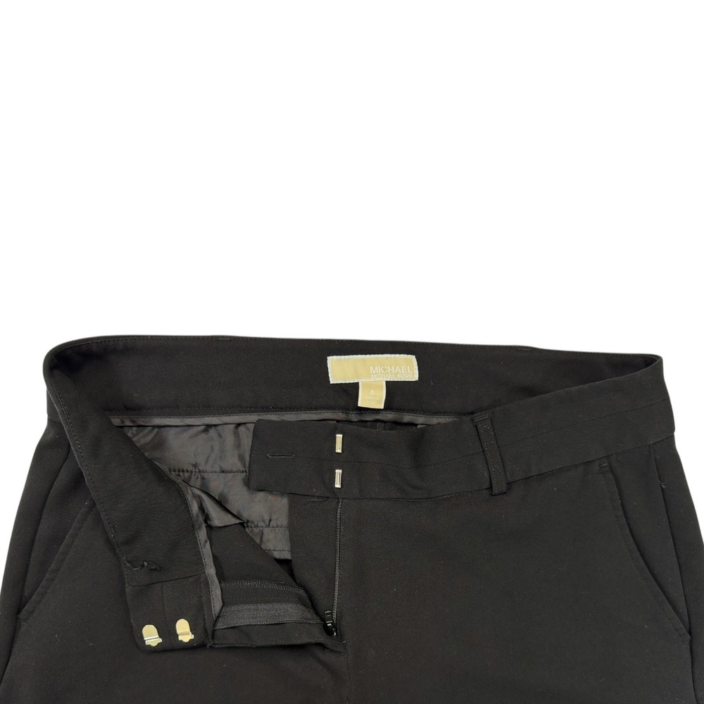 Michael Kors Tapered Dress Pants 8 Black Stretch Workwear Quiet Luxury Designer - Picture 3 of 11